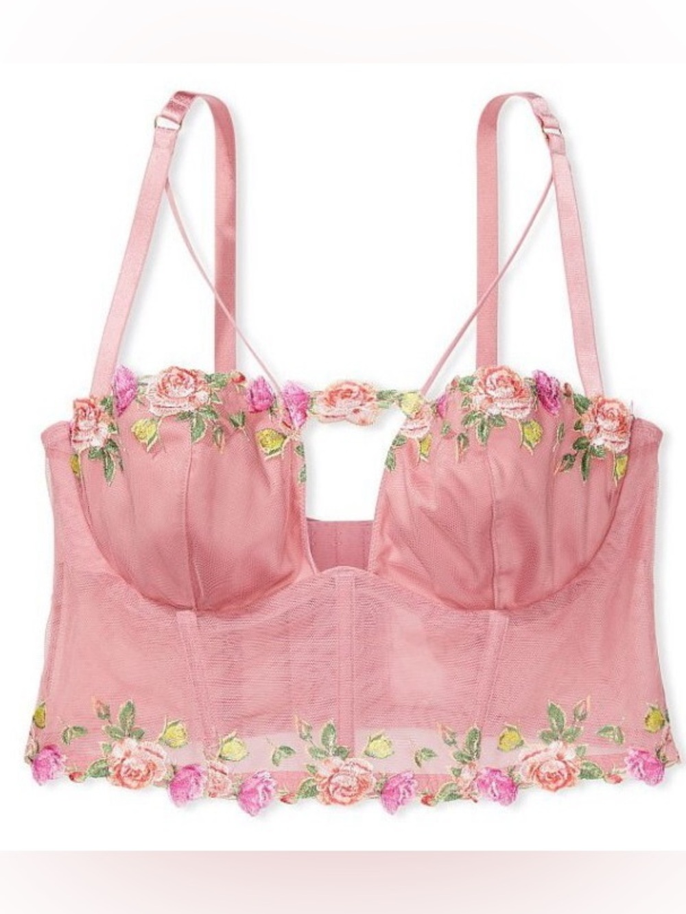 NWT Victoria's Secret Unlined Rose Embroidered Corset Top. Size Medium